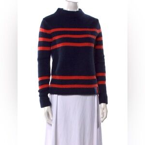 NEW $598 KULE Striped Navy Poppy Thick Cashmere Sweater XS S